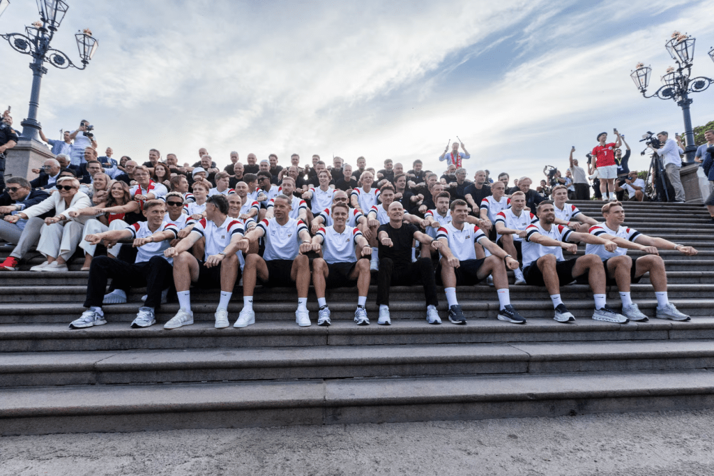The men's national football team is greeted by the audience at Slottsplassen after returning to Norway from the USA, in Oslo, Norway, July 13, 2026. (Trond R. Teigen /NTB/via REUTERS)
