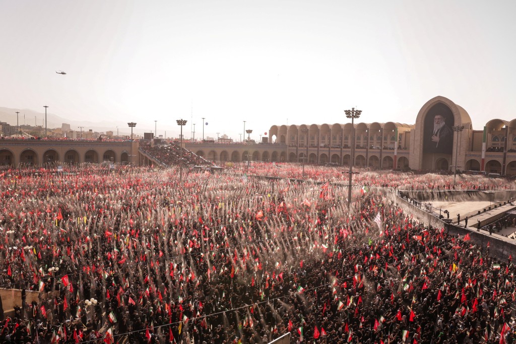 Mourners attend a prayer during a public farewell ceremony to pay their respects to late Supreme Leader Ayatollah Ali Khamenei, who was killed on February 28 in Israeli and U.S. airstrikes, at the Imam Khomeini Grand Mosalla, in Tehran, Iran, July 5, 2026. (Reuters)