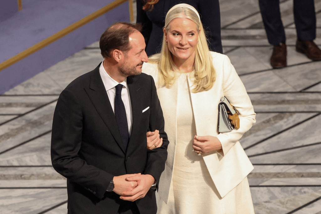 Norway's Crown Prince Haakon and Crown Princess Mette-Marit attend the ceremony to award the Nobel Peace Prize to Venezuelan opposition leader Maria Corina Machado, in Oslo, Norway December 10, 2025. REUTERS/Leonhard Foeger/File Photo