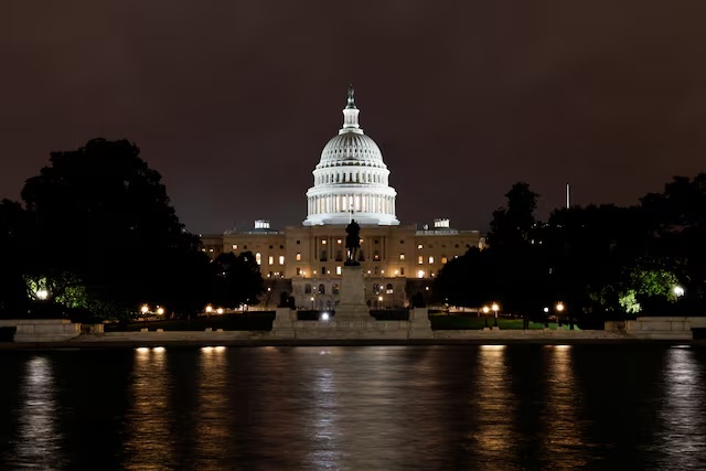 The U.S. Capitol during a cloudy night, on Capitol Hill in Washington, D.C., U.S., September 17, 2025. REUTERS/Daniel Becerril