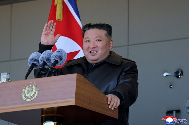 North Korean leader Kim Jong Un gestures as he visits a greenhouse farm construction site along the country's border with China, in North Korea, January 2, 2026, in this picture released by North Korea's official Korean Central News Agency. KCNA via REUTERS