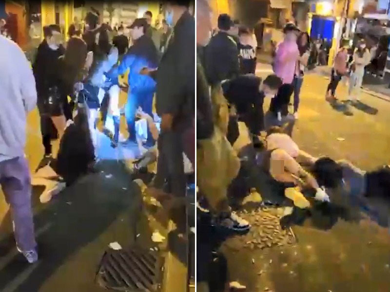 Night out at Lan Kwai Fong turned into big brawl. Night out at Lan Kwai Fong turned into big brawl.