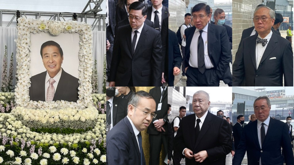 (From left, top row) John Lee Ka-chiu, Raymond Kwok Ping-luen, Donald Tsang Yam-kuen; bottom row: Christopher Hui Ching-yu, Edmund Ho Hau-wah, Henry Tang Ying-yen.