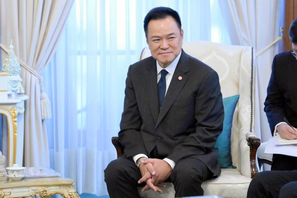 Thailand's Prime Minister Anutin Charnvirakul looks on as he meets with Chinese Foreign Minister Wang Yi at Government House, in Bangkok, Thailand, April 24, 2026. Royal Thai Government/Handout via REUTERS