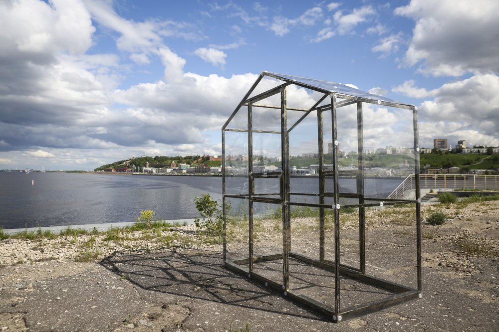 A plastic hut for diners to protect themselves from the virus once confinement measures are relaxed is sprouting up on the banks of the Volga River in the Russian city of Nizhny Novgorod, Russia, Wednesday, May 27.