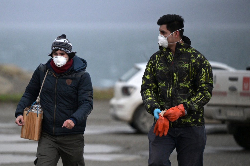Photo by JUAN MABROMATA / AFP  Scientist of the Malbran institute, members of Health Minister of Argentine province of Tierra del Fuego and members of National Park Administration walk towards the forest to place mouse traps near Ushuaia, Argentina on May 18, 2026.
