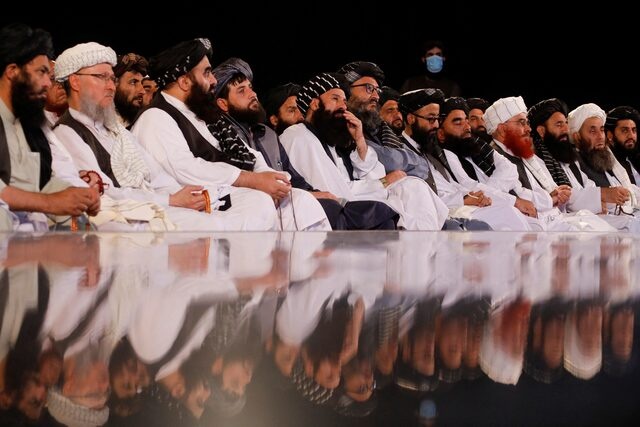 Taliban leaders attend the first-anniversary ceremony of the takeover of Kabul by the Taliban in Kabul, Afghanistan, August 15, 2022. REUTERS/Ali Khara