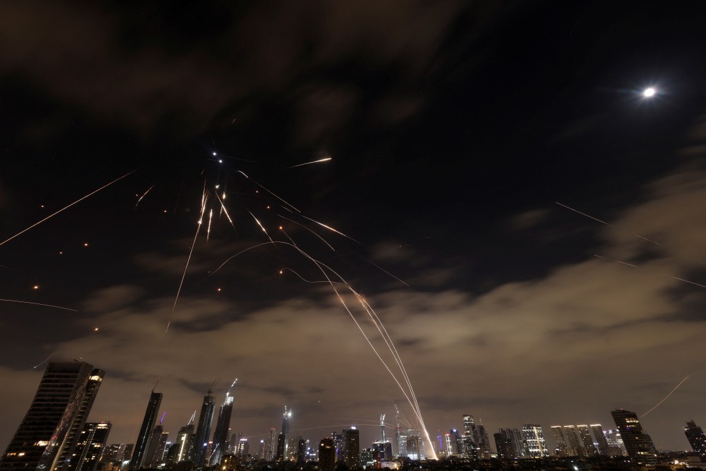 Missiles launched from Iran are intercepted as seen from Tel Aviv, Israel, June 16, 2025. (Reuters)