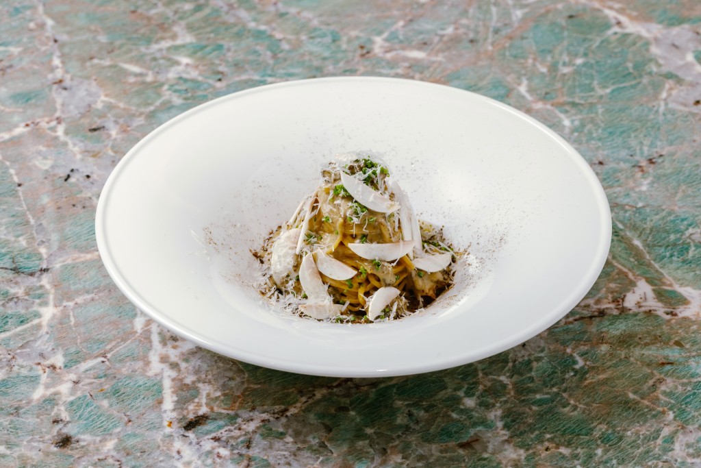 Homemade Egg Tagliolini with Mushroom.