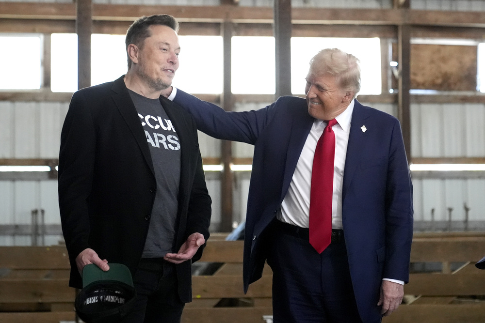 Tesla and SpaceX chief Elon Musk, left, and the then-Republican presidential nominee Donald Trump attend a campaign event at the Butler Farm Show, Oct. 5, 2024, in Butler, Pa. AP Tesla and SpaceX chief Elon Musk, left, and the then-Republican presidential nominee Donald Trump attend a campaign event at the Butler Farm Show, Oct. 5, 2024, in Butler, Pa. AP
