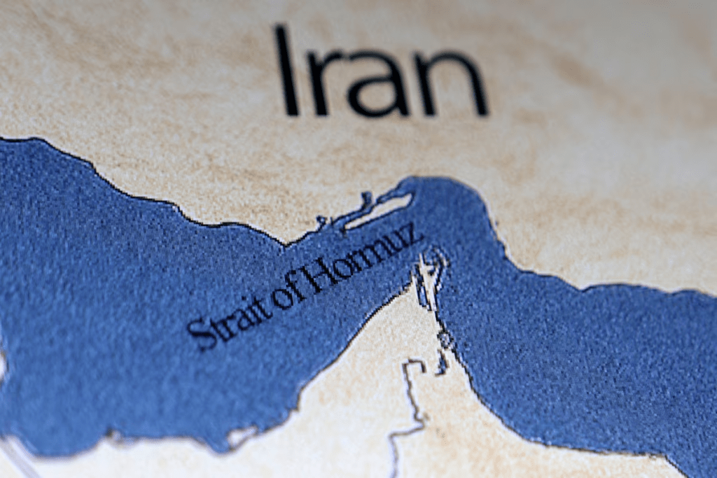 A map showing the Strait of Hormuz and Iran is seen in this illustration taken June 22, 2025. REUTERS/Dado Ruvic/Illustration/File Photo