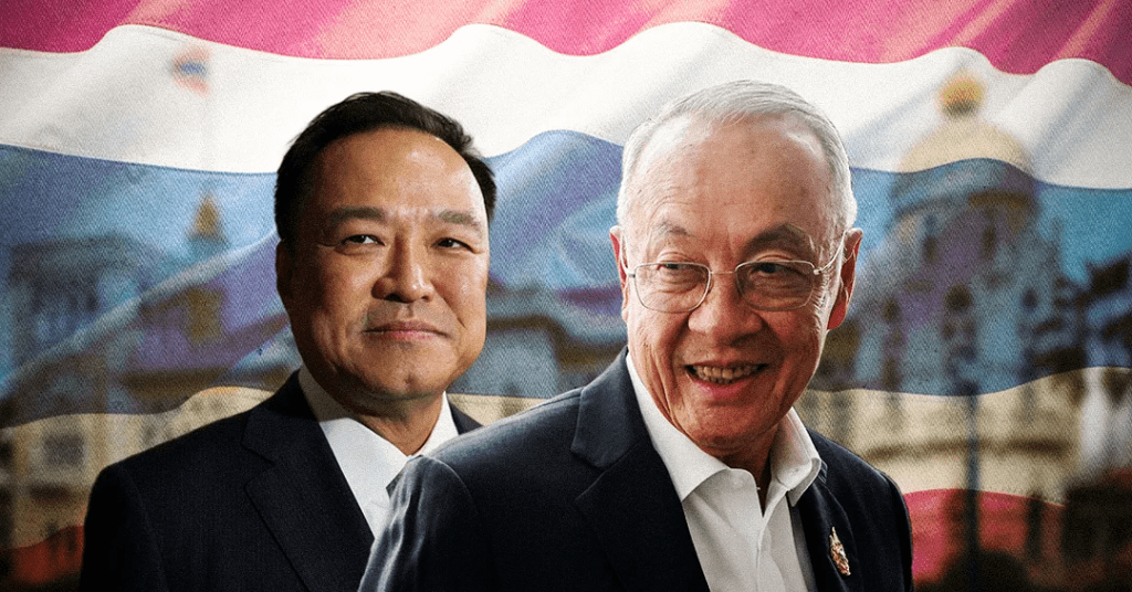 CANDIDATES. (L-R) Bhumjaithai Party's Anutin Charnvirakul and Pheu Thai's Chaikasem Nitisiri. Reuters