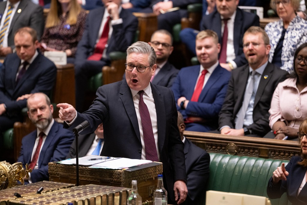 This handout photograph taken and released by the UK Parliament's House of Commons on March 25, 2026 shows Britain's Prime Minister Keir Starmer speaking during the weekly session of Prime Minister's Questions (PMQs). (Photo by Handout / House of Commons / AFP)