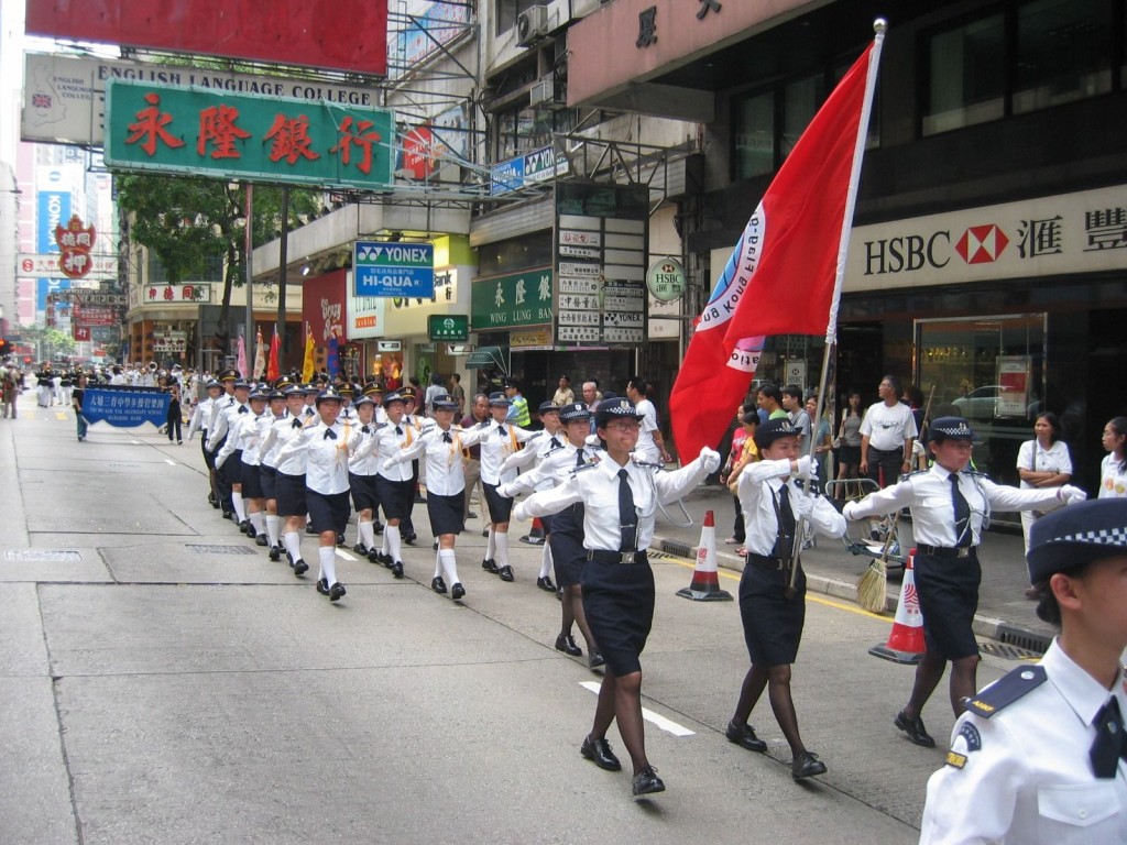 Hui led the flag-raising team to participate in the May Fourth Youth Grand Parade. (Photo provided by Hui)