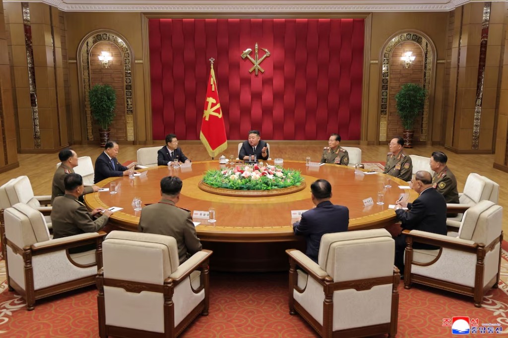 North Korean leader Kim Jong Un attends the 2nd Plenary Meeting of the 9th Central Military Commission of the Workers' Party of Korea, North Korea, August 29, 2026, in this photo released by North Korea's official Korean Central News Agency (KCNA). KCNA via REUTERS