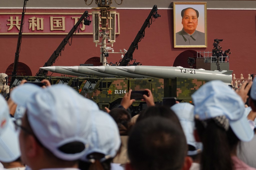 Strategic strike group displays YJ-21 anti-ship ballistic missile during a military parade to mark the 80th anniversary of the end of World War Two, in Beijing, China, September 3, 2025. (Reuters)