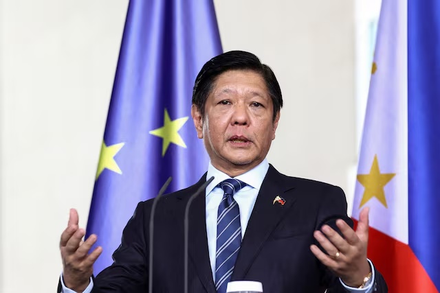 Philippine President Ferdinand Marcos Jr. speaks at a press conference, held with German Chancellor Olaf Scholz (not pictured), in Berlin, Germany, March 12, 2024. REUTERS/Liesa Johannssen/File Photo 