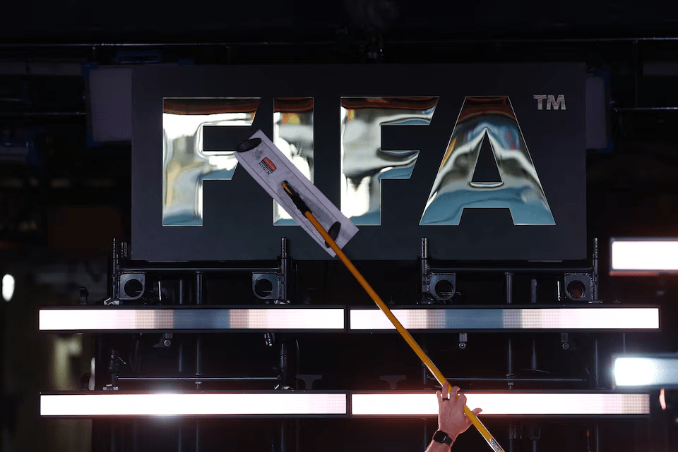 Soccer Football - FIFA Club World Cup - Group D - Esperance de Tunis v Chelsea - Lincoln Financial Field, Philadelphia, Pennsylvania, U.S. - June 24, 2025 General view of the FIFA logo before the match REUTERS/Lee Smith/File Photo 