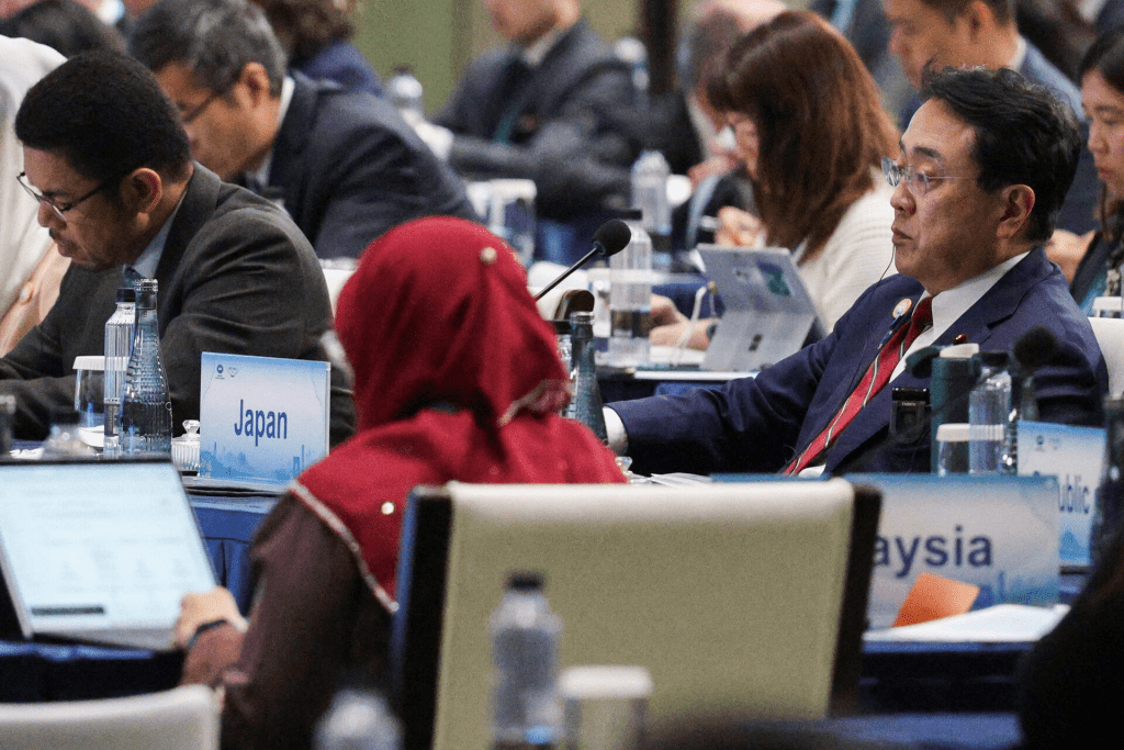Ryosei Akazawa, Japan’s minister of economy, trade and industry, attends the APEC China 2026 Ministers Responsible for Trade (MRT) meeting in Suzhou, Jiangsu Province, China, May 22, 2026. REUTERS/Nicoco Chan