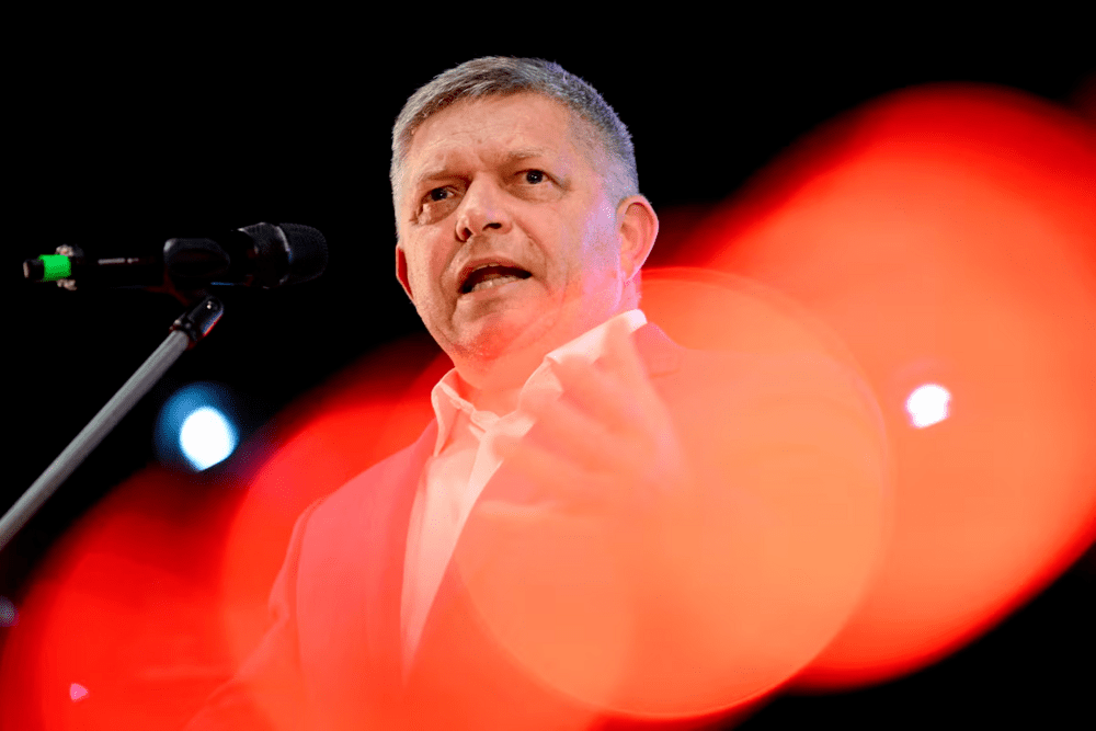 Slovakia's former Prime Minister and leader of SMER-SSD party Robert Fico attends the party's election campaign rally, ahead of Slovakia's early parliamentary election in Banovce nad Bebravou, Slovakia, September 14, 2023. REUTERS/Radovan Stoklasa/File Photo Slovakia's former Prime Minister and leader of SMER-SSD party Robert Fico attends the party's election campaign rally, ahead of Slovakia's early parliamentary election in Banovce nad Bebravou, Slovakia, September 14, 2023. REUTERS/Radovan Stoklasa/File Photo