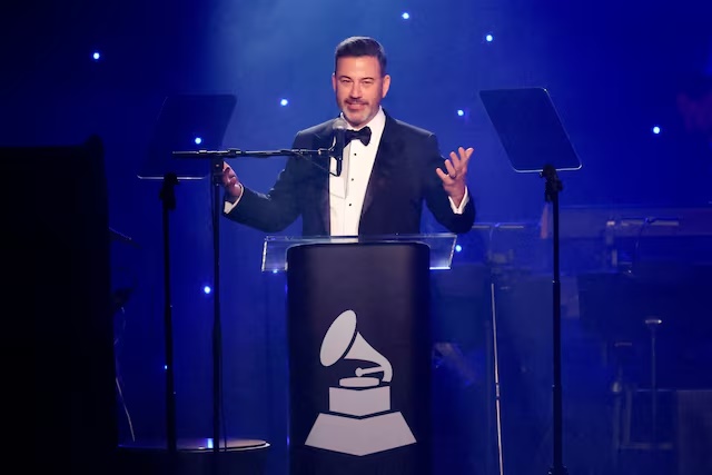 Jimmy Kimmel speaks during the Pre-GRAMMY gala, hosted by the Recording Academy and Clive Davis, in Beverly Hills, California, U.S., February 1, 2025. REUTERS/Mario Anzuoni/File Photo/File Photo
