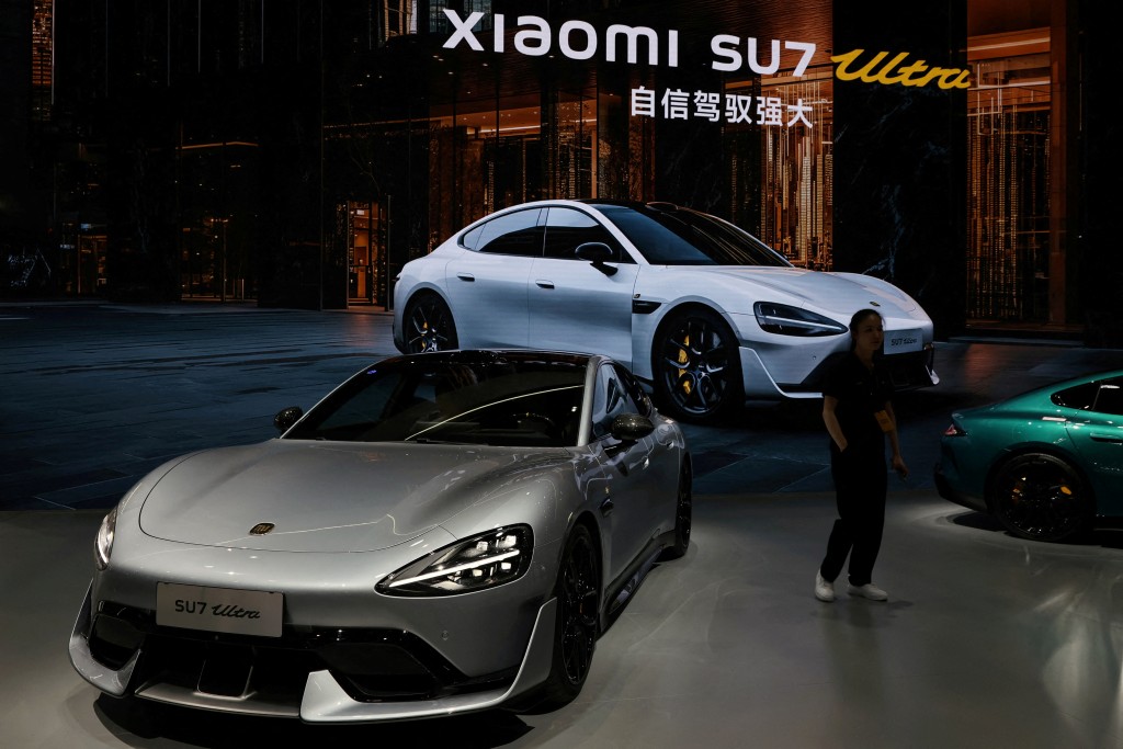 A Xiaomi SU7 Ultra electric vehicle (EV) is displayed during a media day for the Auto Shanghai show in Shanghai, China April 23, 2025. REUTERS/Go Nakamura/File Photo