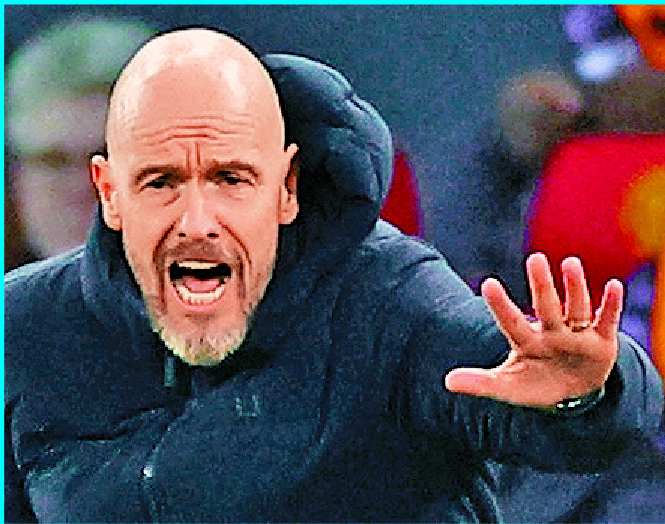Erik ten Hag barks orders. REUTERS Erik ten Hag barks orders. REUTERS