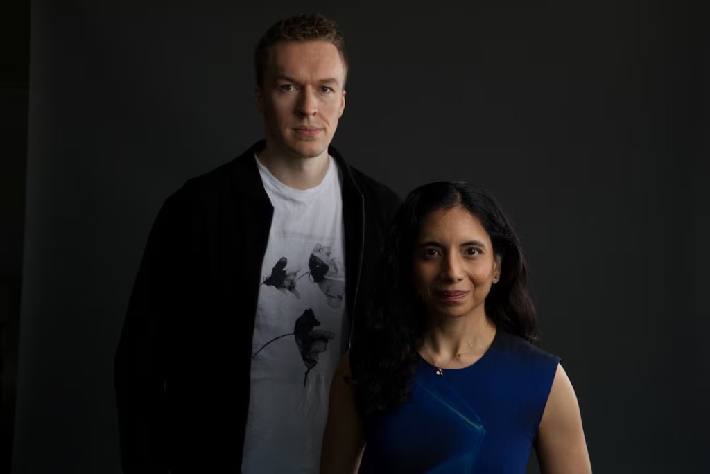  Accelerated Understanding Inc's co-founders Anima Anandkumar and Benedikt Jenik pose for a picture, in Pasadena, California, U.S., August 23, 2026. Accelerated Understanding/Handout via REUTERS