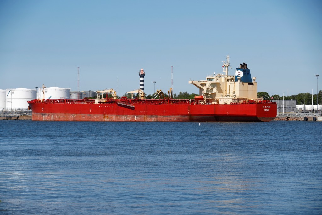 A tanker NS Captain with the U.S. oil for Belarus moored in port of Klaipeda, Lithuania June 6, 2020. REUTERS/Ints Kalnins