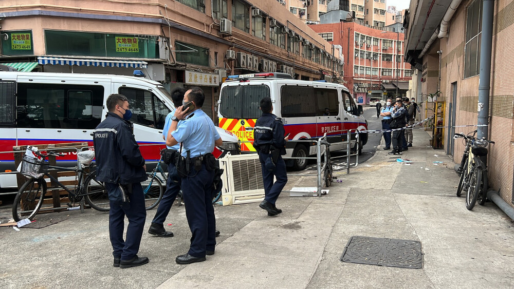 The crime scene on Tai Lee Street in Yuen Long. 
