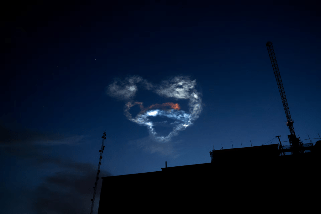 Traces of an Iranian missile attack in Tehran's sky, amid the U.S.-Israeli conflict with Iran, in Tehran, Iran, April 3, 2026. Majid Asgaripour/WANA (West Asia News Agency) via REUTERS