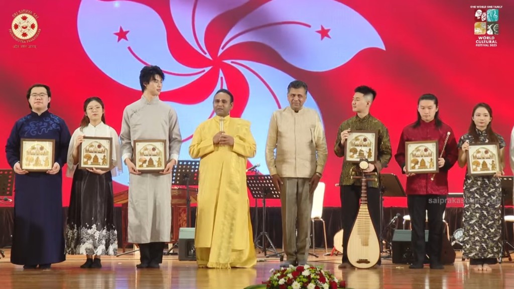 Both Kaden Wu (leftmost) and Nicholas Chan (third to the right) were part of the six-member ensemble performing in India.