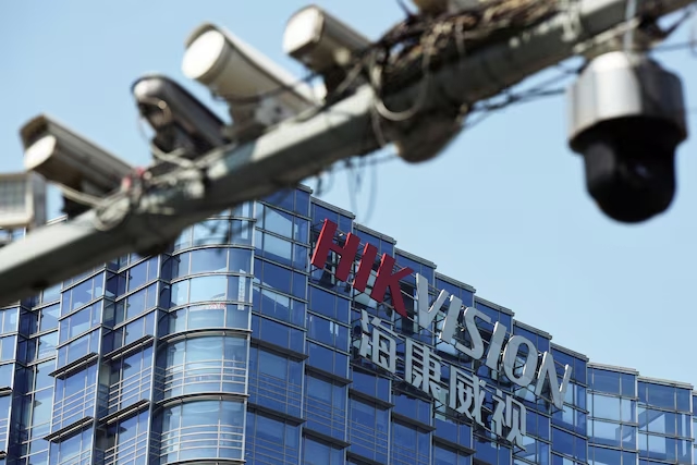 Surveillance cameras are seen near the headquarters of Chinese video surveillance firm Hikvision in Hangzhou, Zhejiang province, China May 22, 2019. (Reuters/File)