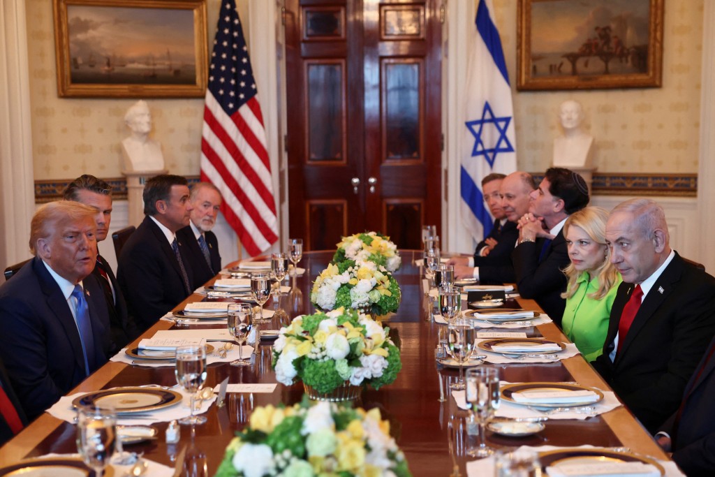 U.S. President Donald Trump holds a bilateral dinner with Israeli Prime Minister Benjamin Netanyahu, at the White House in Washington, D.C., U.S., July 7, 2025. (Reuters)