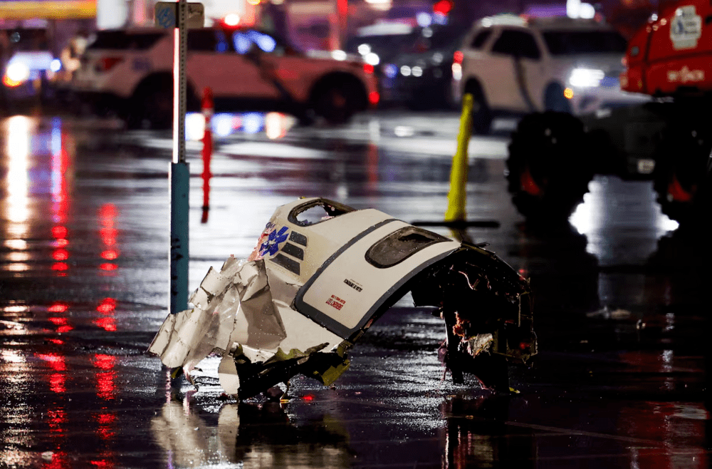Debris of the aircraft lies on the ground at the site of a plane crash in Philadelphia, Pennsylvania, U.S., January 31, 2025. REUTERS/Rachel Wisniewski Debris of the aircraft lies on the ground at the site of a plane crash in Philadelphia, Pennsylvania, U.S., January 31, 2025. REUTERS/Rachel Wisniewski