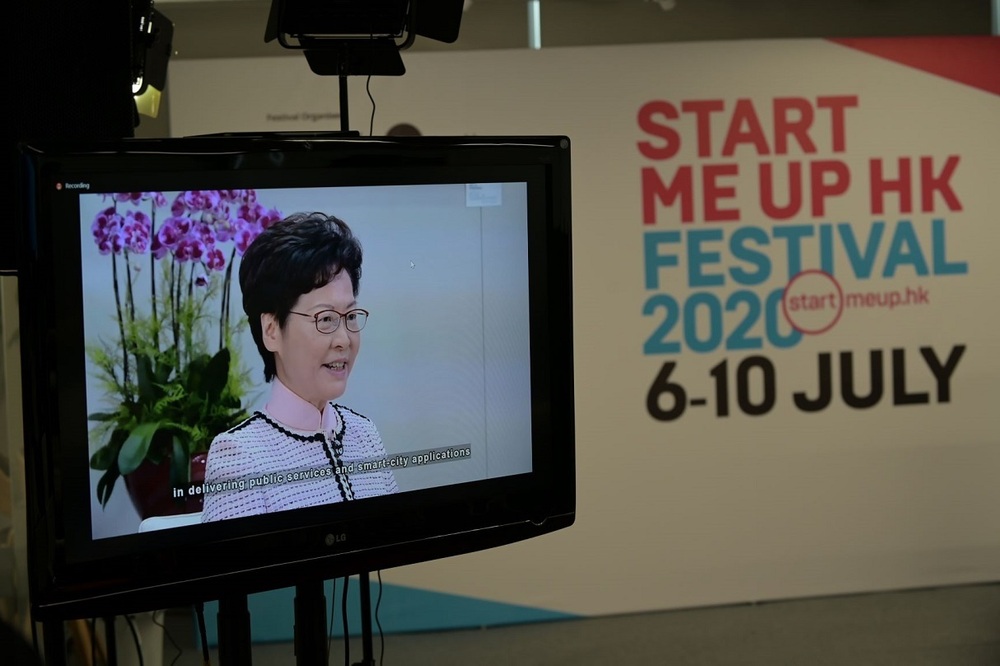 Carrie Lam, Chief Executive, the Hong Kong Special Administrative Region Government, delivered welcome remarks at the Startup Impact Summit.