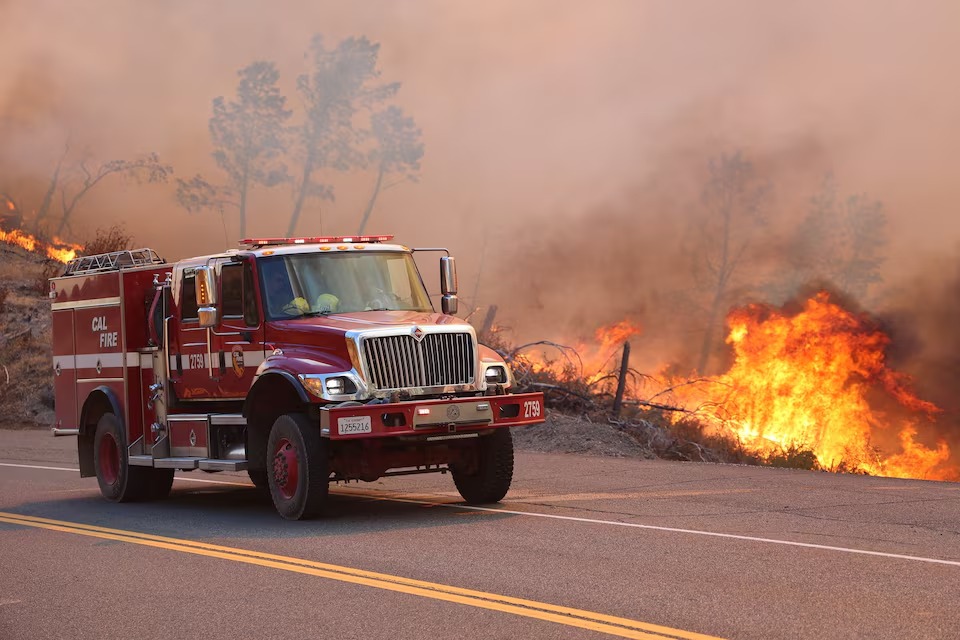 Firefighters work to control the Park Fire, in this picture released on July 31, 2024. (Reuters) Firefighters work to control the Park Fire, in this picture released on July 31, 2024. (Reuters)