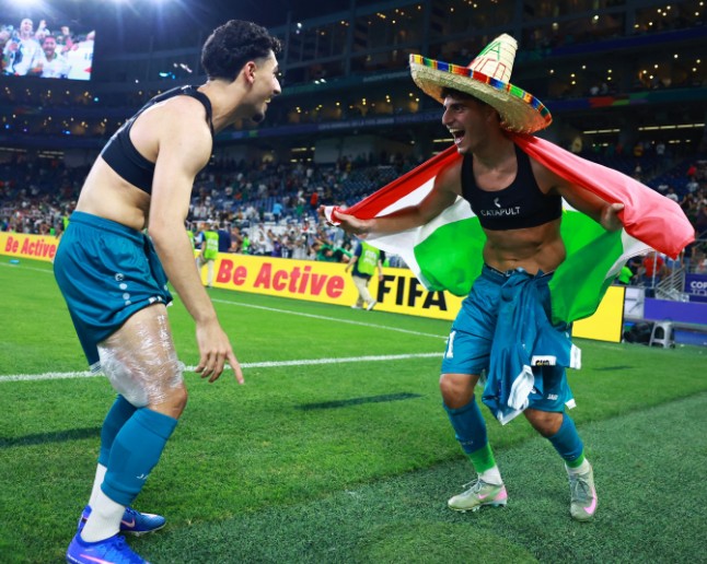 Iraq players celebrate after beating Bolivia for the last of 48 World Cup spots. REUTERS
