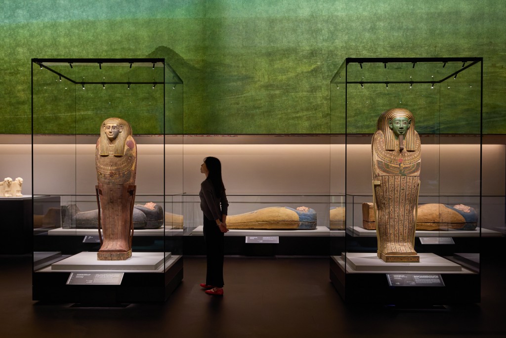 The newly unearthed anthropoid coffins from Saqqara.
