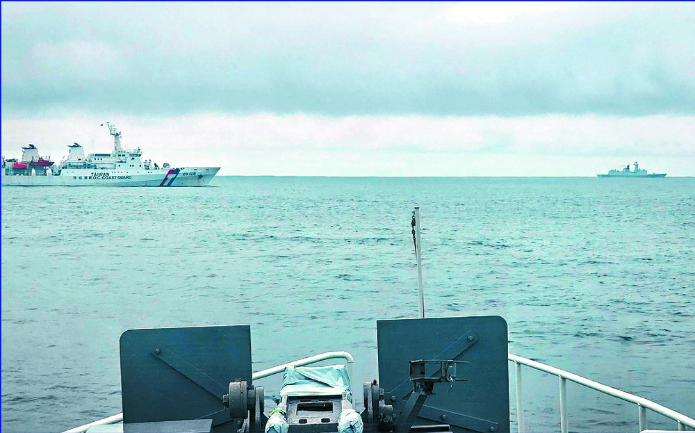 Taiwan's coast guard keeps an eye on Chinese ships as Taiwanese aircraft land at a base and Lai Ching-te inspects a Stinger defense system. AFP, BLOOMBERG, REUTERS