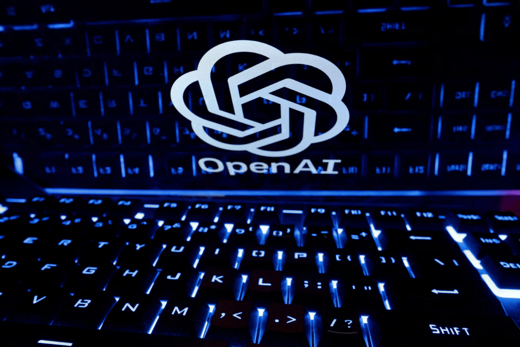 A keyboard is placed in front of a displayed OpenAI logo in this illustration taken February 21, 2023. REUTERS/Dado Ruvic/Illustration/File Photo