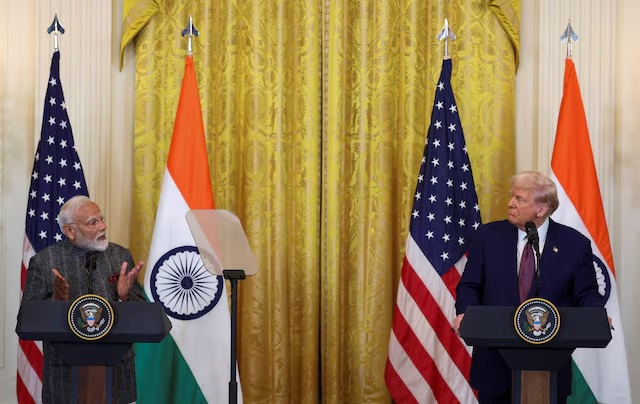 Indian Prime Minister Narendra Modi speaks during a joint press conference with U.S. President Donald Trump at the White House in Washington, D.C., U.S., February 13, 2025. (REUTERS/Kevin Lamarque)