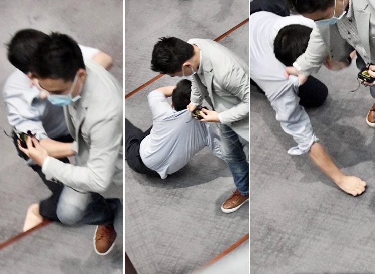 Lawmaker Kwok Wai-keung was accused by Raymond Chan of dragging him through a conference room and to the floor during a LegCo meeting in May. Lawmaker Kwok Wai-keung was accused by Raymond Chan of dragging him through a conference room and to the floor during a LegCo meeting in May.