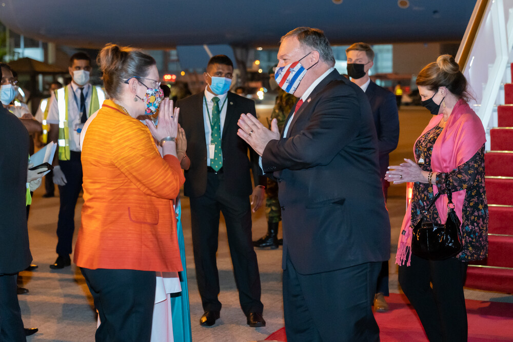 The U.S. Ambassador to Sri Lanka and to Maldives, Alaina B Teplitz, welcomes the US Secretary of State Mike Pompeo yesterday to Sri Lanka. The U.S. Ambassador to Sri Lanka and to Maldives, Alaina B Teplitz, welcomes the US Secretary of State Mike Pompeo yesterday to Sri Lanka.