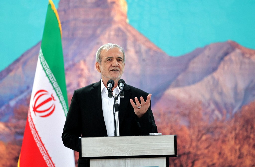 Iranian President Masoud Pezeshkian speaks during a meeting in Ilam, Iran, June 12, 2025. (Reuters)