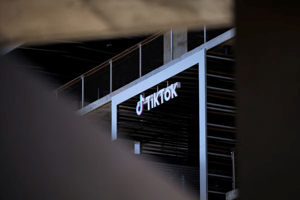The logo of TikTok is displayed on the company offices in Culver City, California, U.S., April 2, 2025. REUTERS/Daniel Cole
