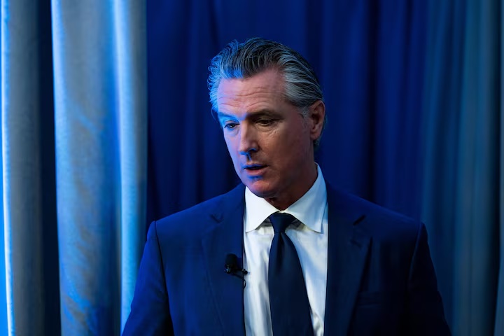 California Governor Gavin Newsom steps on stage to give remarks at the Center for American Progress Ideas Conference at the Mayflower Hotel in Washington, D.C., U.S., May 19, 2026. REUTERS/Annabelle Gordon