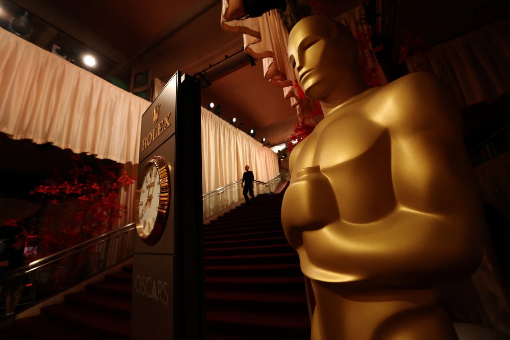 An Oscar statue stands at the bottom of the staircase leading into Dolby theatre the night prior to the 98th Academy Awards in Los Angeles, California, U.S. (Reuters)