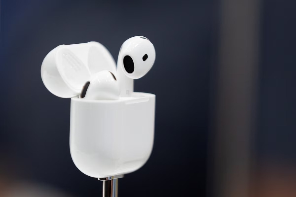 The fourth generation of AirPods is showcased as Apple holds an event at the Steve Jobs Theater on its campus in Cupertino, California, U.S. September 9, 2024. REUTERS