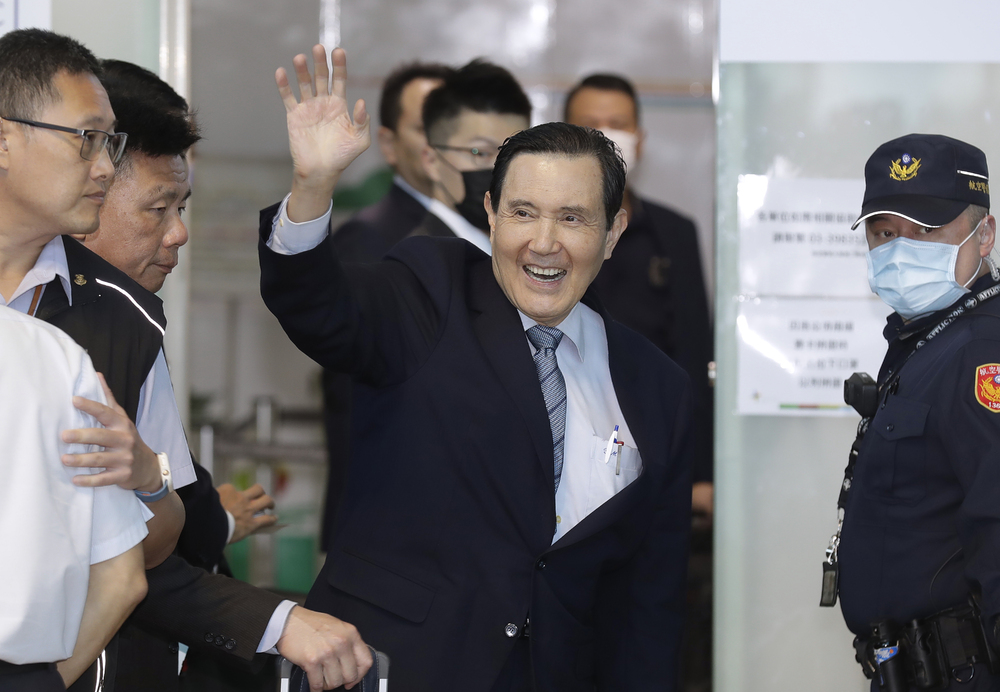 Ma Ying-jeou waves as he departs for China, leading a group of students to promote youth exchanges. AP Ma Ying-jeou waves as he departs for China, leading a group of students to promote youth exchanges. AP
